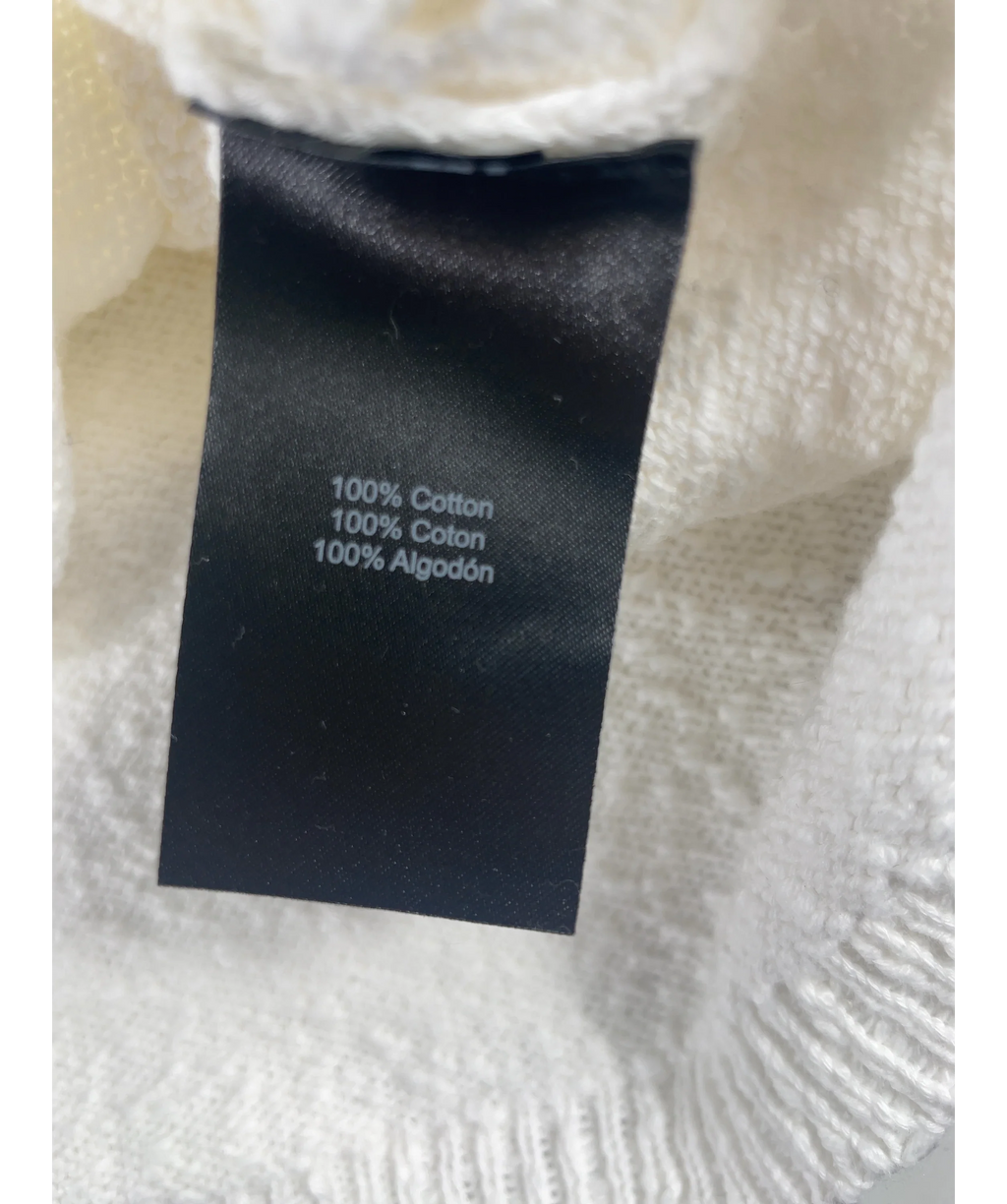 Donna Karan White Cotton Pointelle Stitch Sweater Tank, size UK XS — label