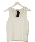 Donna Karan White Cotton Pointelle Stitch Sweater Tank, size UK XS — front