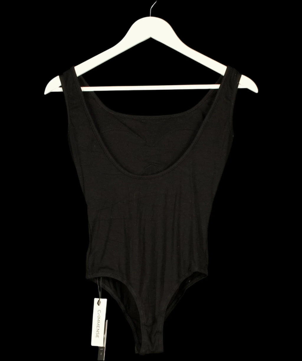 Commense Black Scoop Neck Sleeveless Tank Bodysuit Black, size UK XS — label