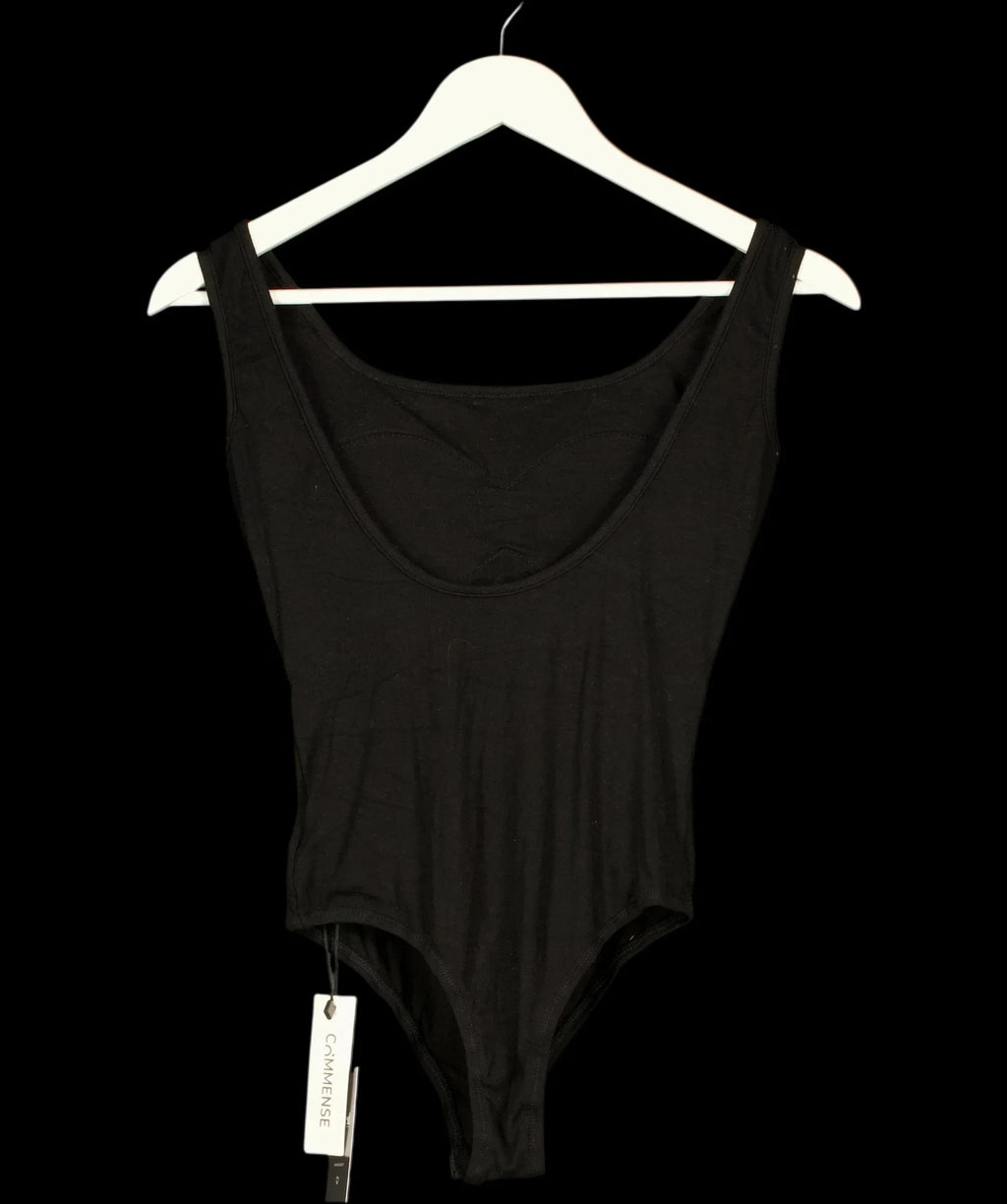 Commense Black Scoop Neck Sleeveless Tank Bodysuit Black, size UK XS — label