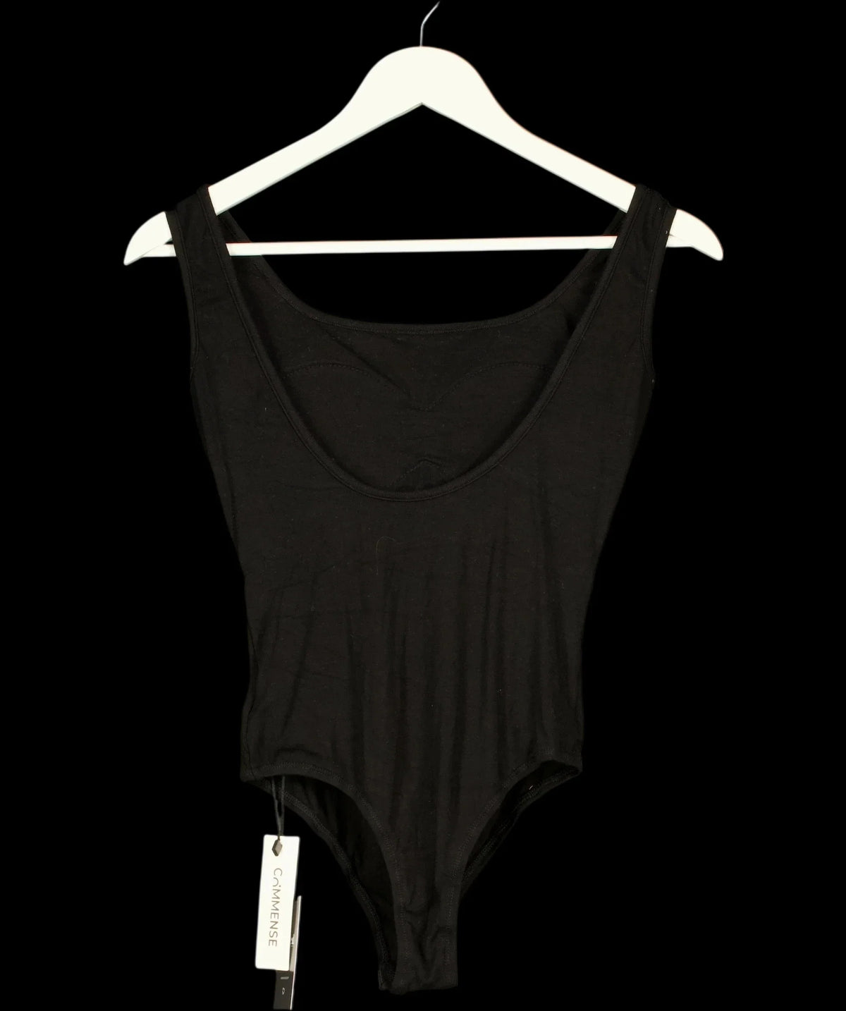 Commense Black Scoop Neck Sleeveless Tank Bodysuit Black, size UK XS — label