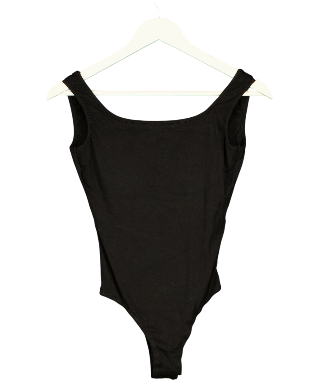 Commense Black Scoop Neck Sleeveless Tank Bodysuit Black, size UK XS — front