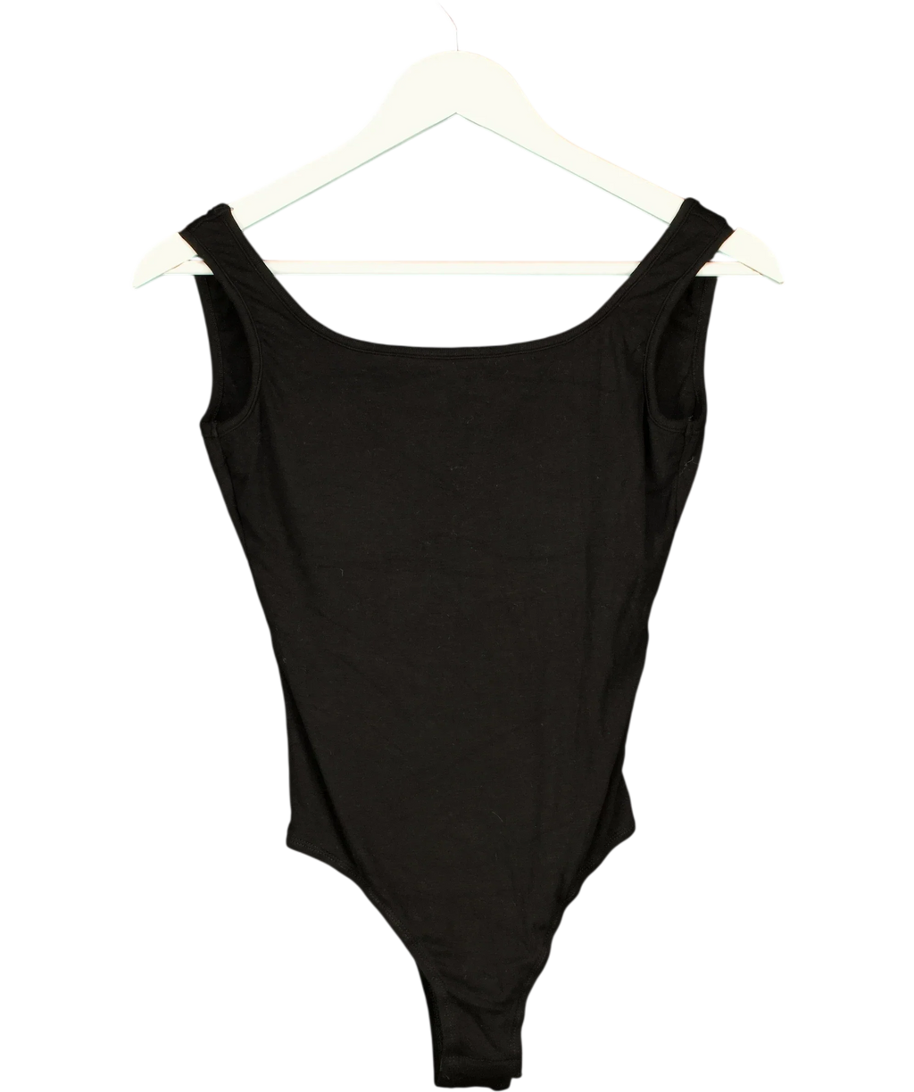Commense Black Scoop Neck Sleeveless Tank Bodysuit Black, size UK XS — front