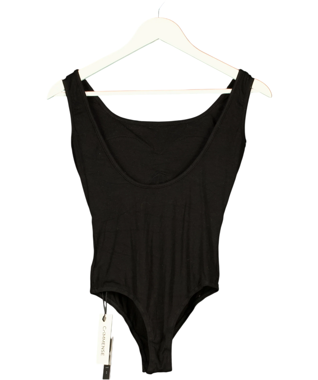 Commense Black Scoop Neck Sleeveless Tank Bodysuit Black, size UK XS — back