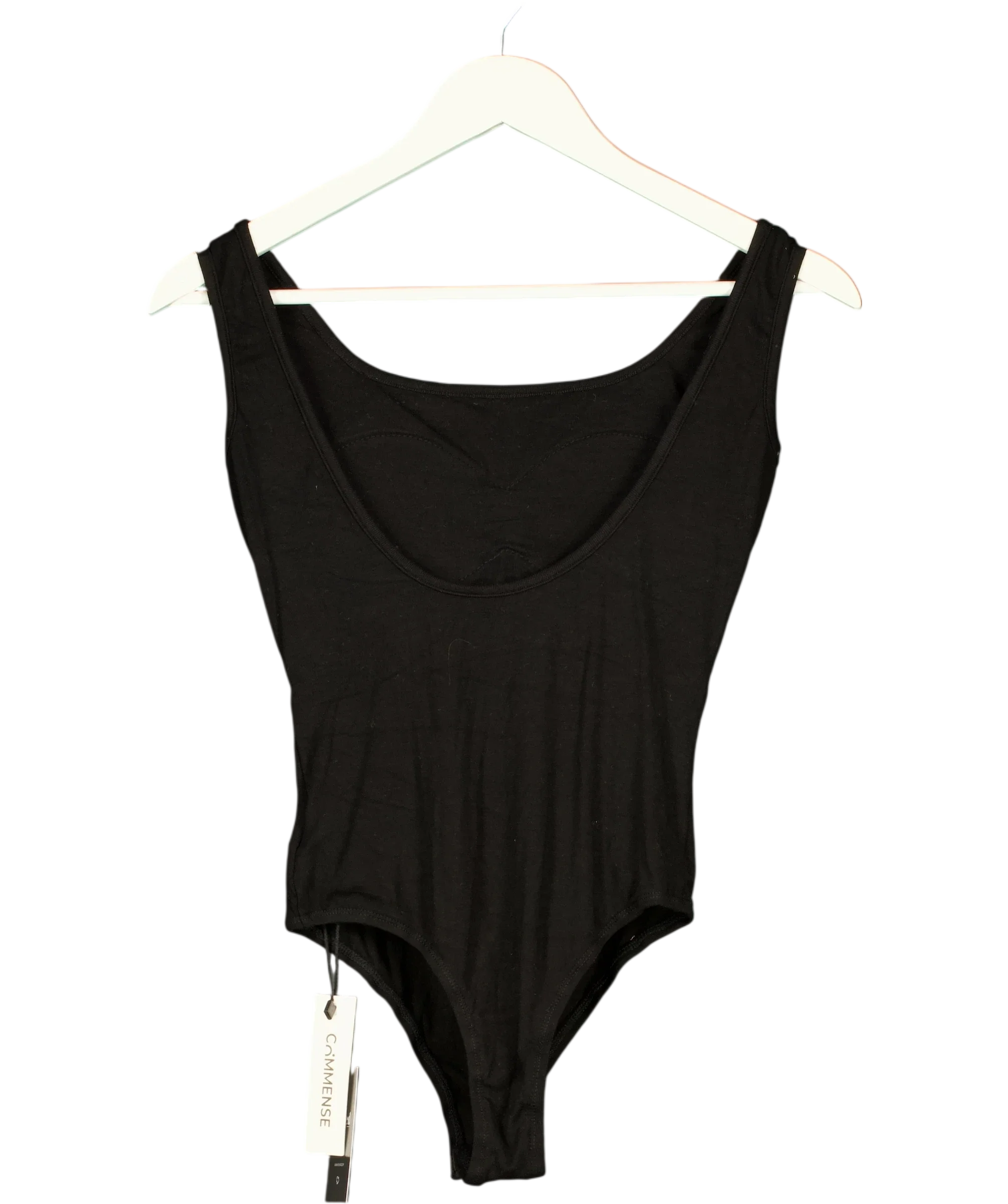 Commense Black Scoop Neck Sleeveless Tank Bodysuit Black, size UK XS — back
