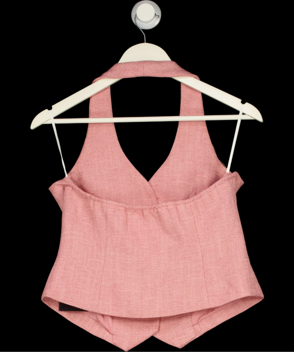 Commense Pink Halter Vest Woven Button-Up Waistcoat Pink, size UK S — label