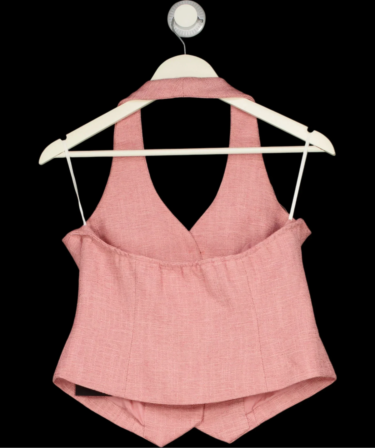 Commense Pink Halter Vest Woven Button-Up Waistcoat Pink, size UK S — label