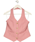 Commense Pink Halter Vest Woven Button-Up Waistcoat Pink, size UK S — front