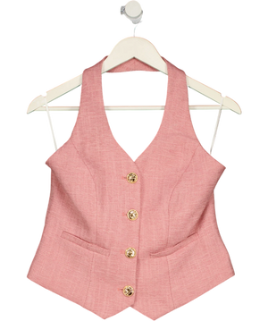 Commense Halter Vest Woven Button-up Waistcoat Pink UK S