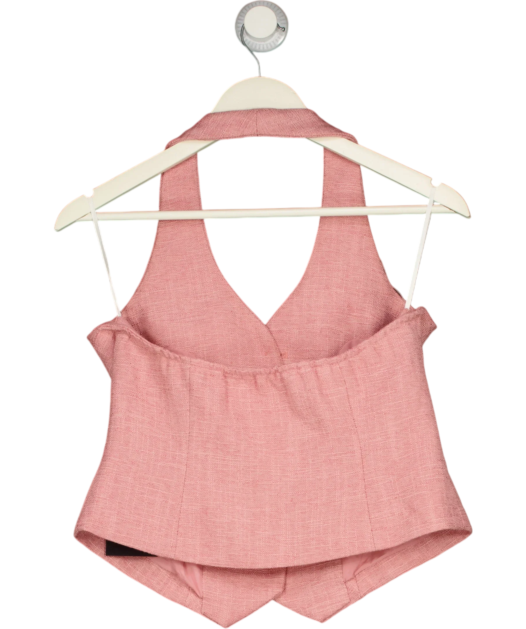 Commense Pink Halter Vest Woven Button-Up Waistcoat Pink, size UK S — back