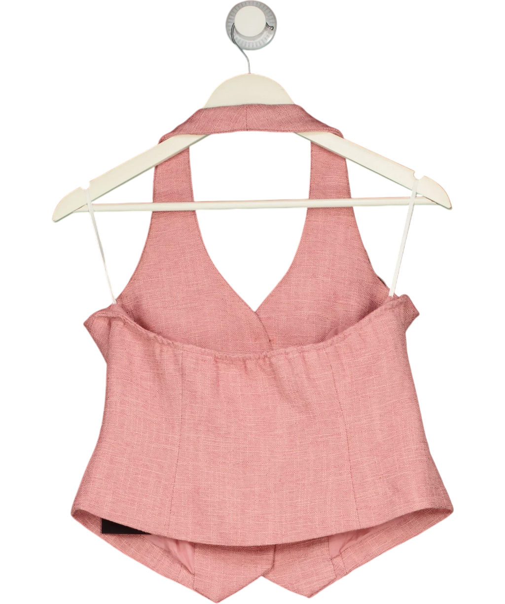 Commense Pink Halter Vest Woven Button-Up Waistcoat Pink, size UK S — back
