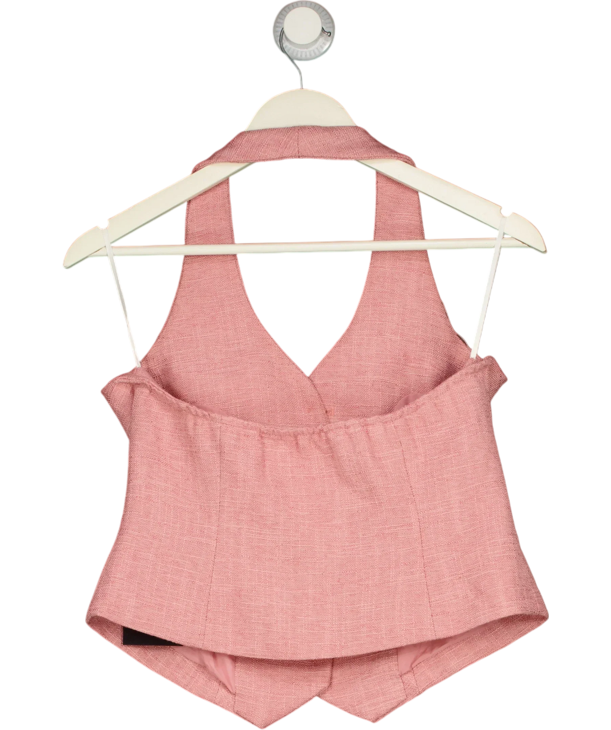Commense Pink Halter Vest Woven Button-Up Waistcoat Pink, size UK S — back