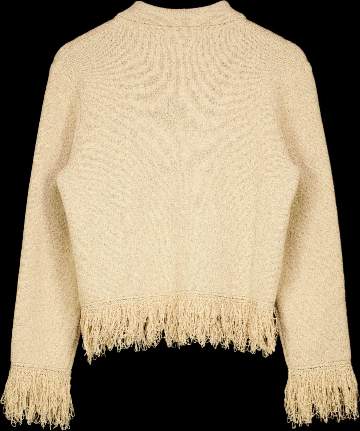 PRETTY LAVISH Beige Analeia Fringe Knit Cardigan Beige, size UK S — label