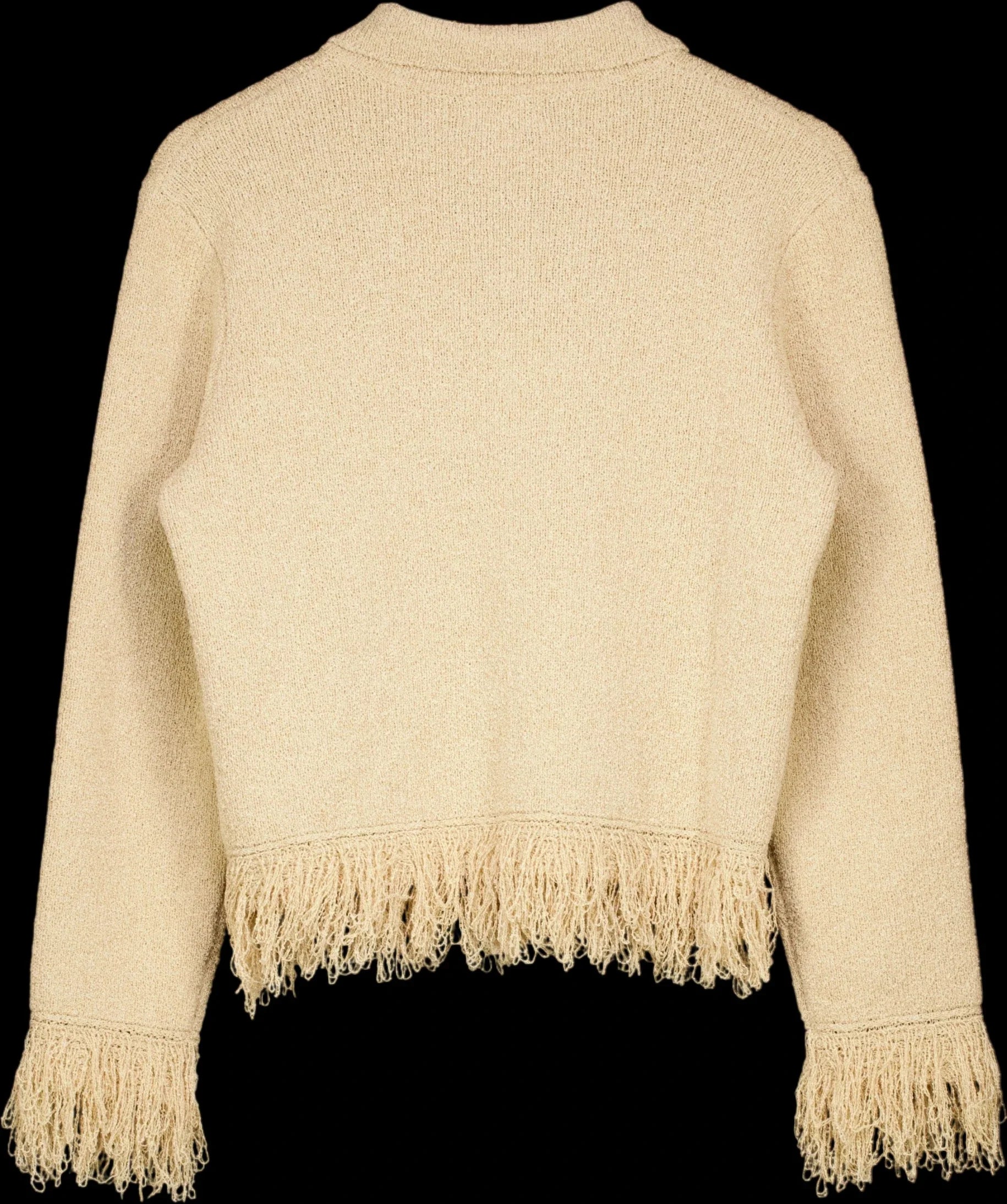 PRETTY LAVISH Beige Analeia Fringe Knit Cardigan Beige, size UK S — label