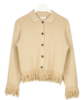 PRETTY LAVISH Beige Analeia Fringe Knit Cardigan Beige, size UK S — front
