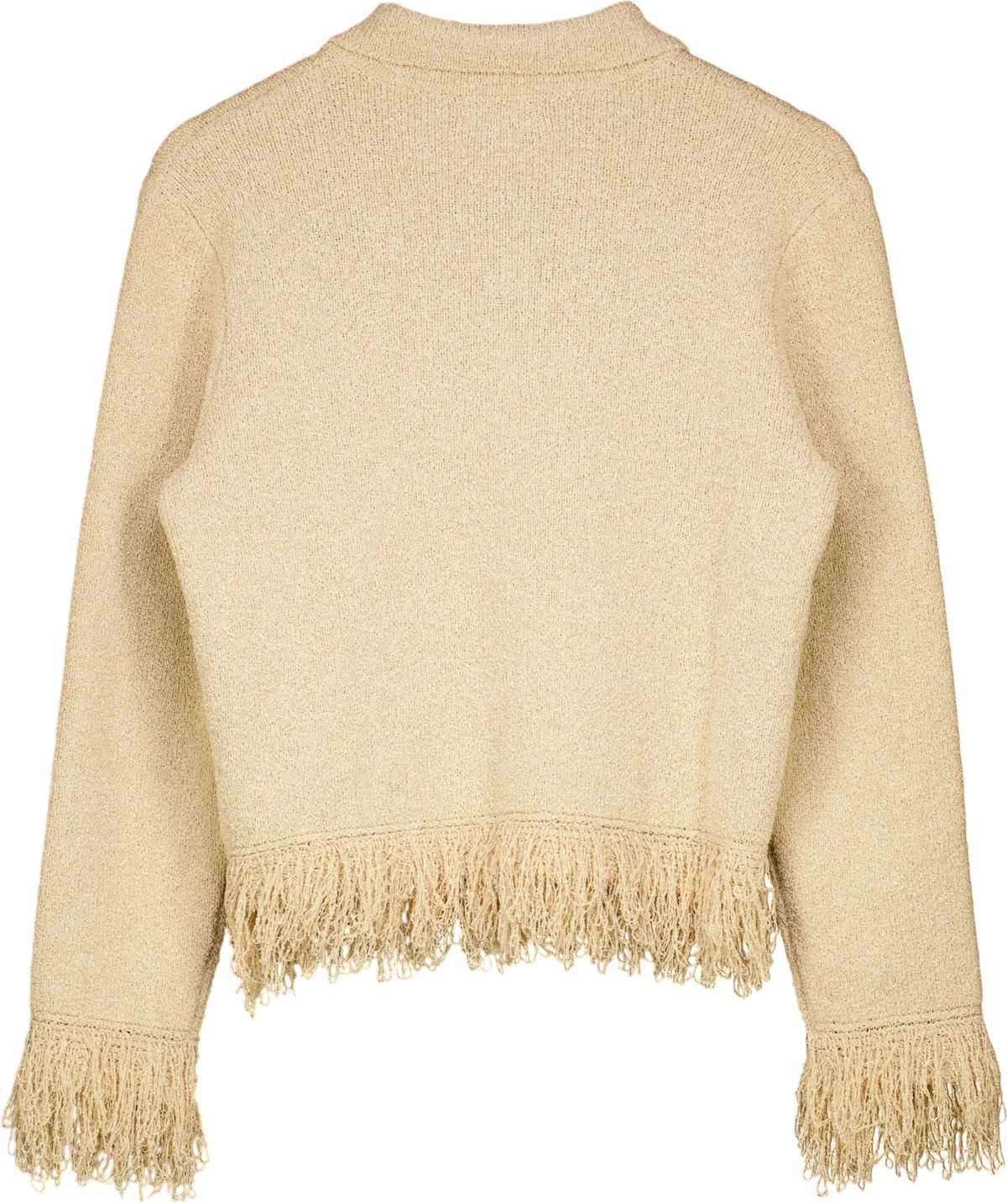 PRETTY LAVISH Beige Analeia Fringe Knit Cardigan Beige, size UK S — back