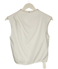 Commense Cream Pleated High Neck Cap Sleeve Top Cream, size UK S — front