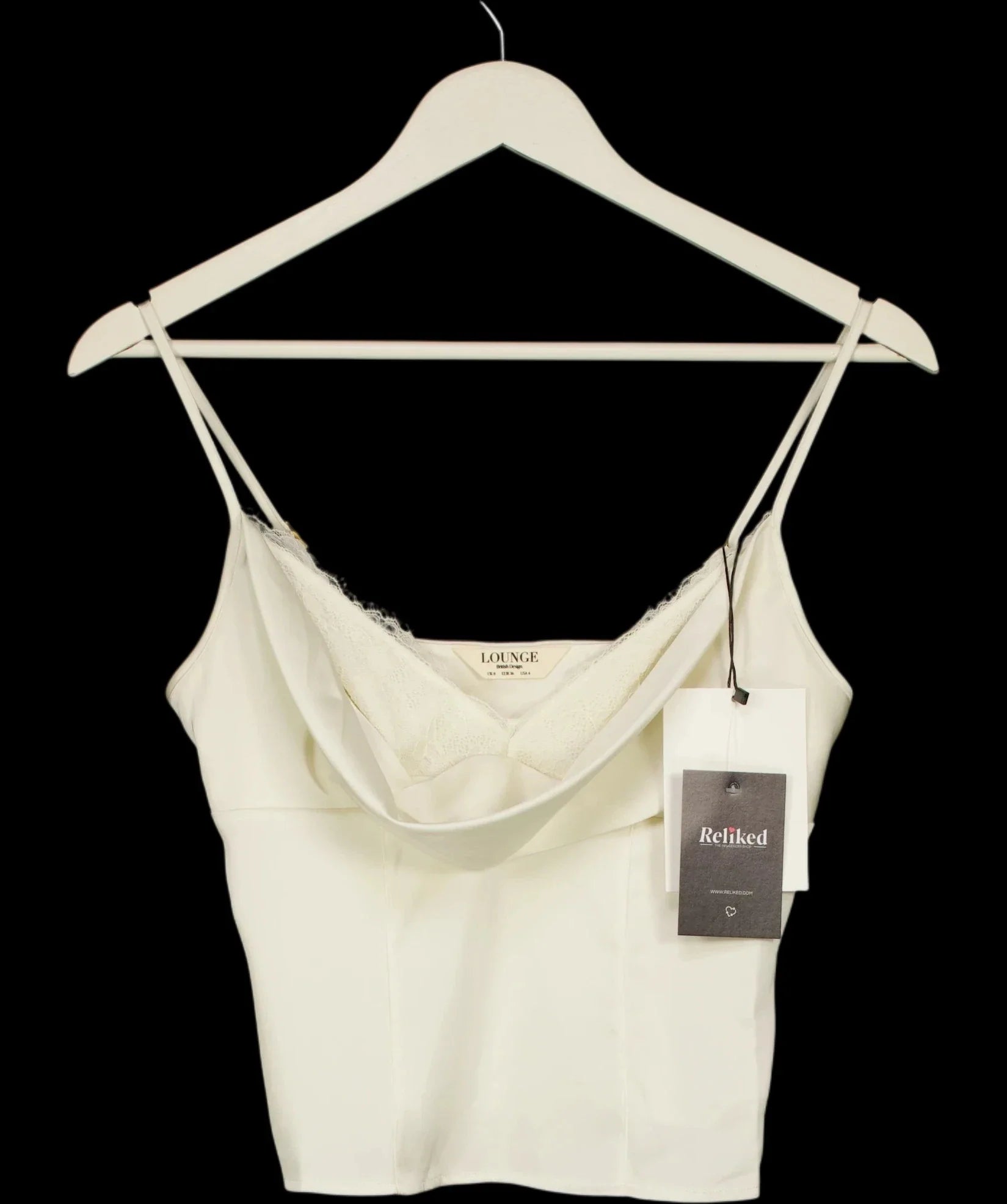 LOUNGE Cream Satin Cowl Neck Cami Top Cream, size UK 8 — detail