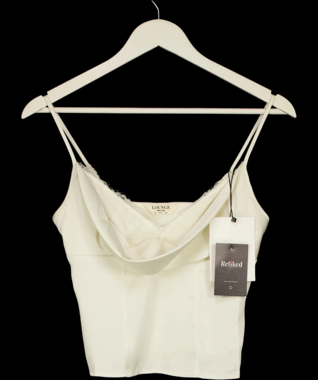 LOUNGE Cream Satin Cowl Neck Cami Top Cream, size UK 8 — detail