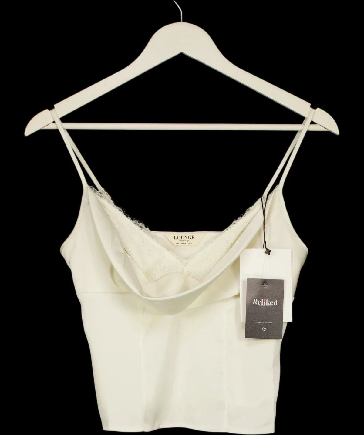 LOUNGE Cream Satin Cowl Neck Cami Top Cream, size UK 8 — detail