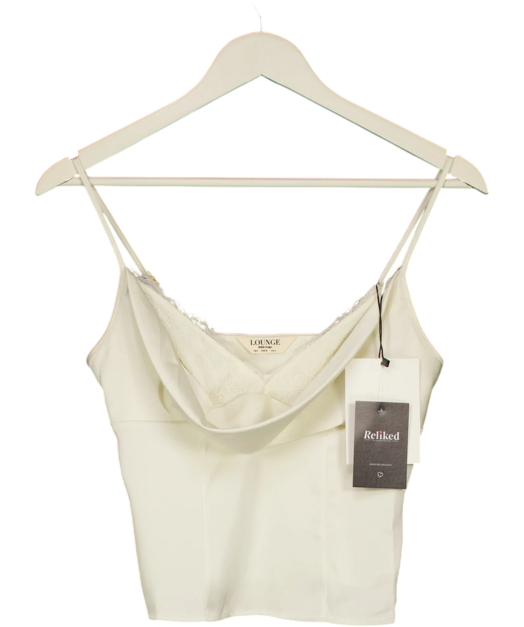 LOUNGE Cream Satin Cowl Neck Cami Top Cream, size UK 8 — front