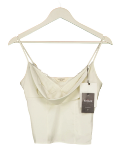 LOUNGE Cream Satin Cowl Neck Cami Top Cream, size UK 8 — front