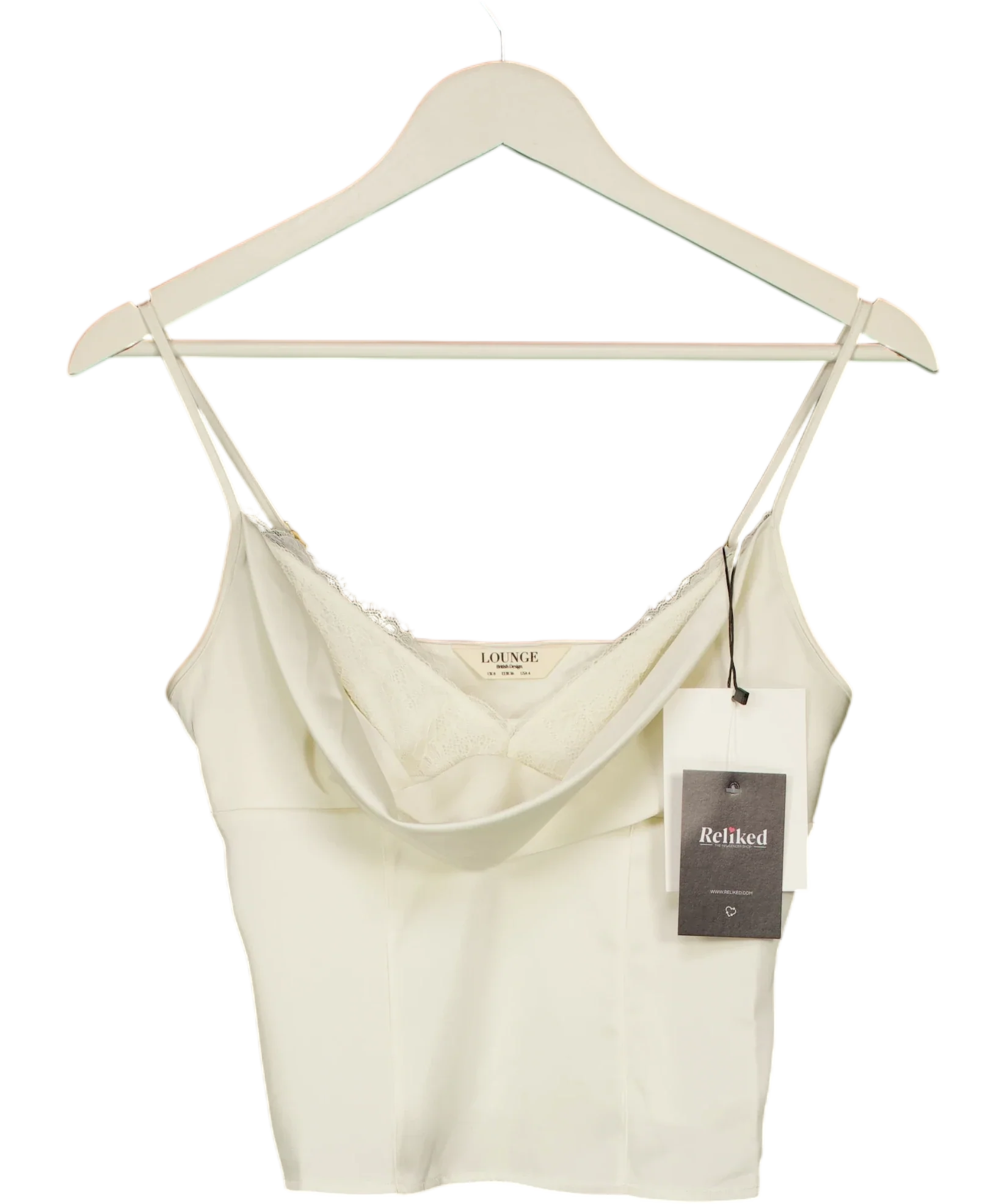 LOUNGE Cream Satin Cowl Neck Cami Top Cream, size UK 8 — front