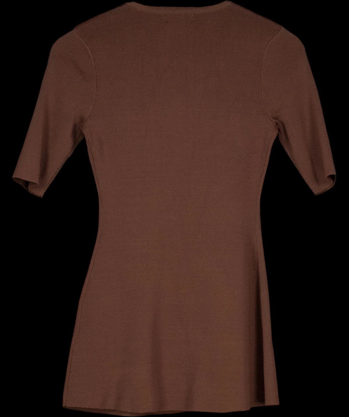 PRETTY LAVISH Brown Lilah Longline Knit Short Sleeve Top Chocolate Brown, size UK XS — label