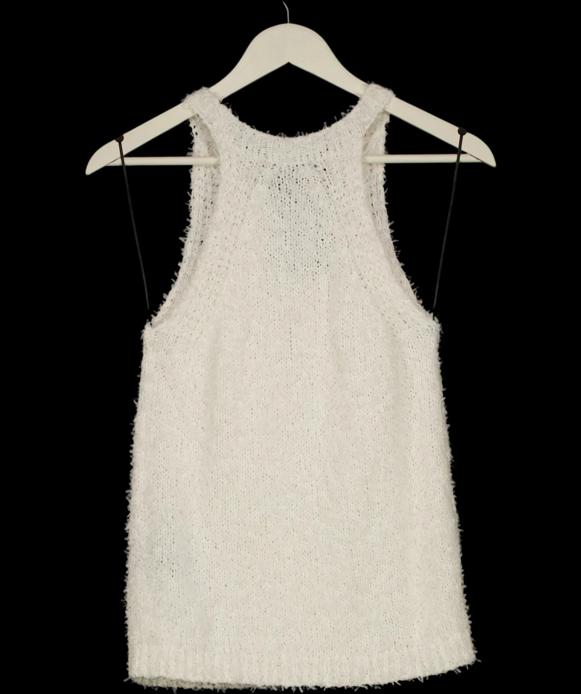Donna Karan Cream Weekend Sleeveless Halter Sweater Tank Top Cream, size UK XS — label