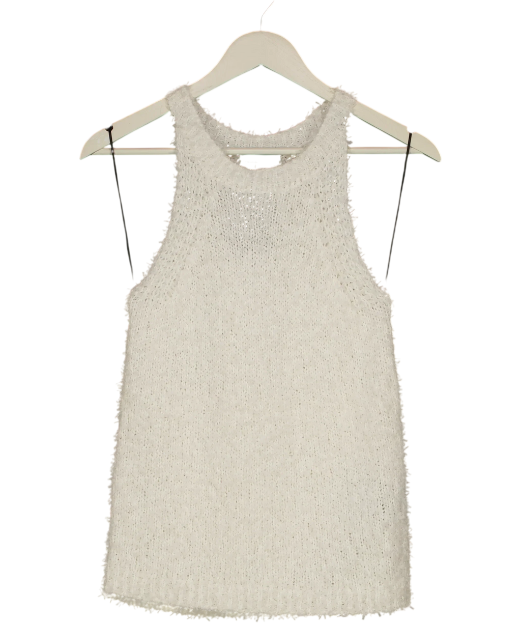 Donna Karan Cream Weekend Sleeveless Halter Sweater Tank Top Cream, size UK XS — front