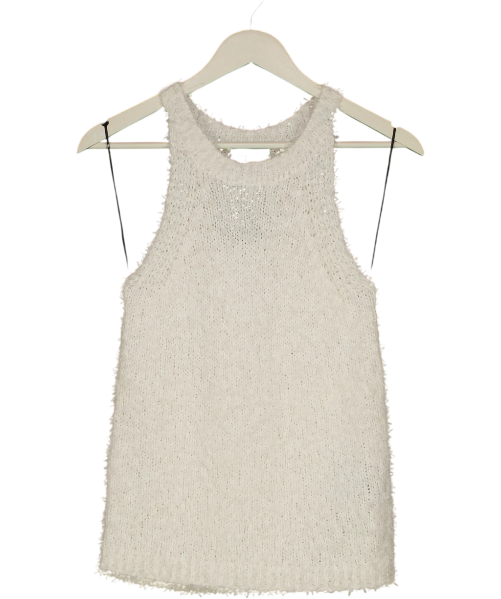 Donna Karan Cream Weekend Sleeveless Halter Sweater Tank Top Cream, size UK XS — front