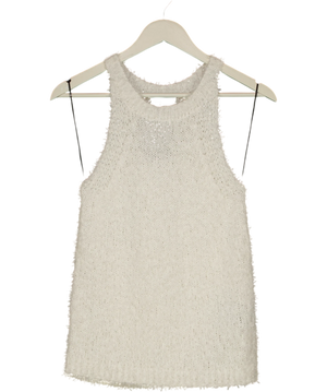 Donna Karan Weekend Sleeveless Halter Sweater Tank Top Cream UK XS