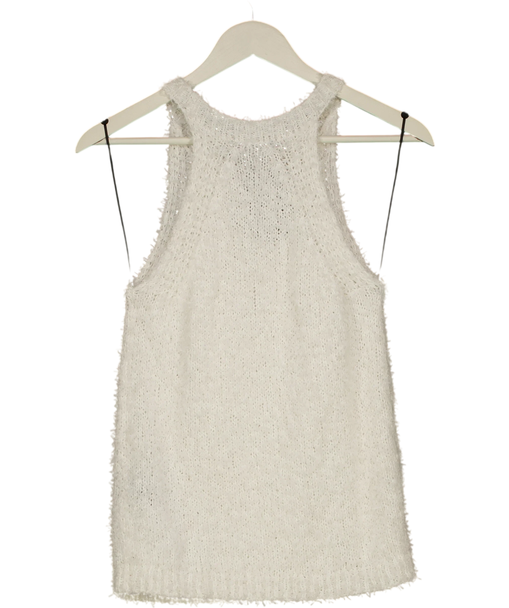 Donna Karan Cream Weekend Sleeveless Halter Sweater Tank Top Cream, size UK XS — back