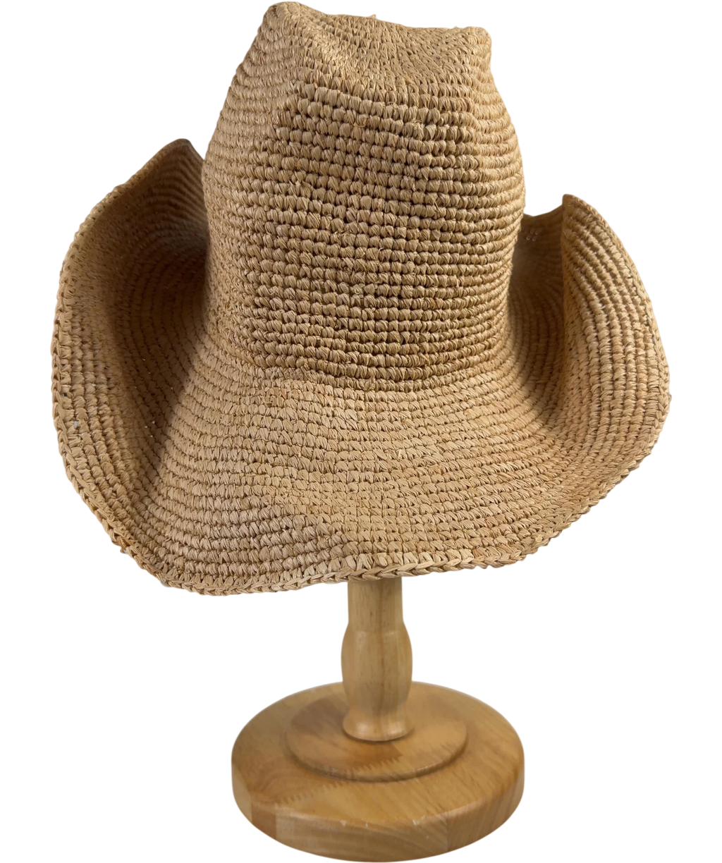 Abbott Lyon Nude QC Abbott Lyon Natural Raffia Cowboy Hat — back