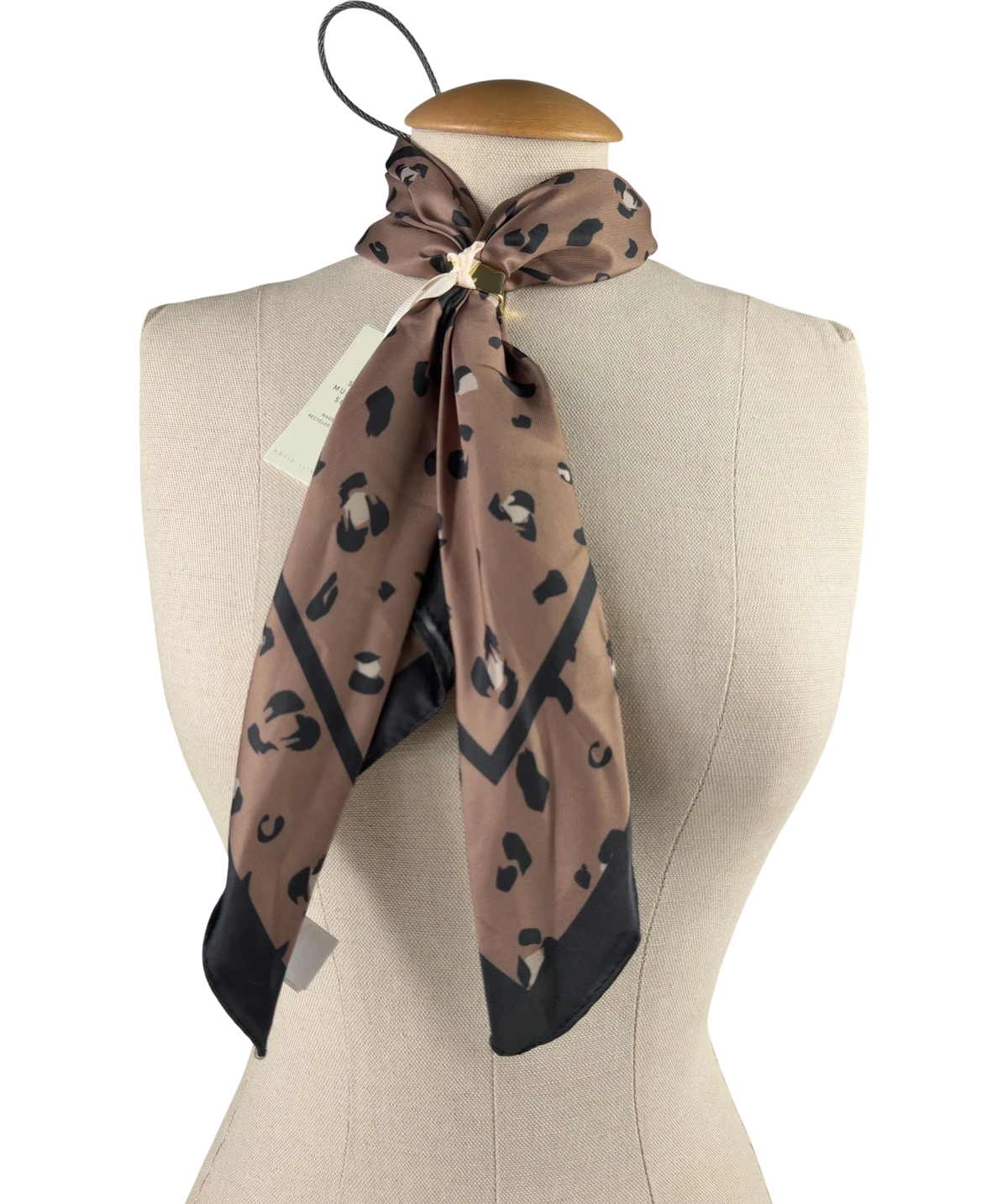Katie Loxton Brown Leopard Satin Multiway Scarf One Size — back