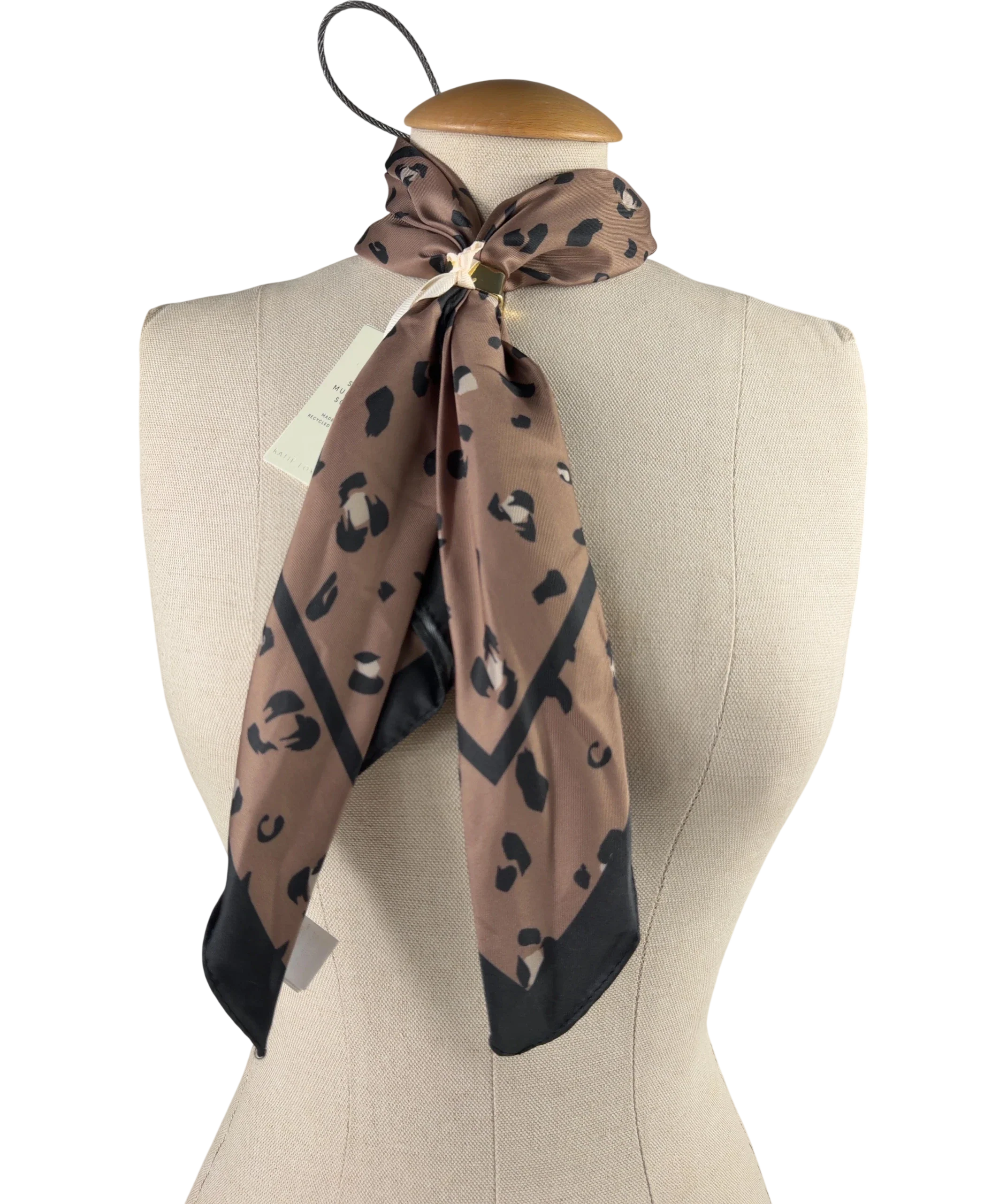 Katie Loxton Brown Leopard Satin Multiway Scarf One Size — back