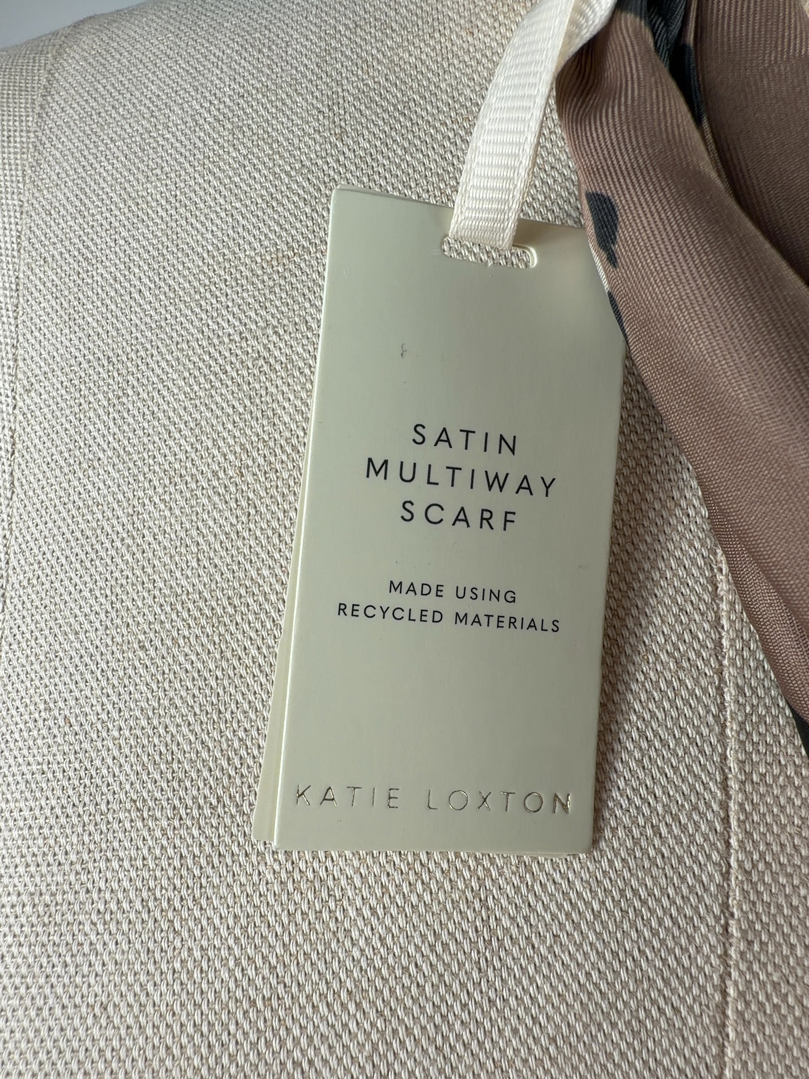 Katie Loxton Brown Leopard Satin Multiway Scarf One Size — detail