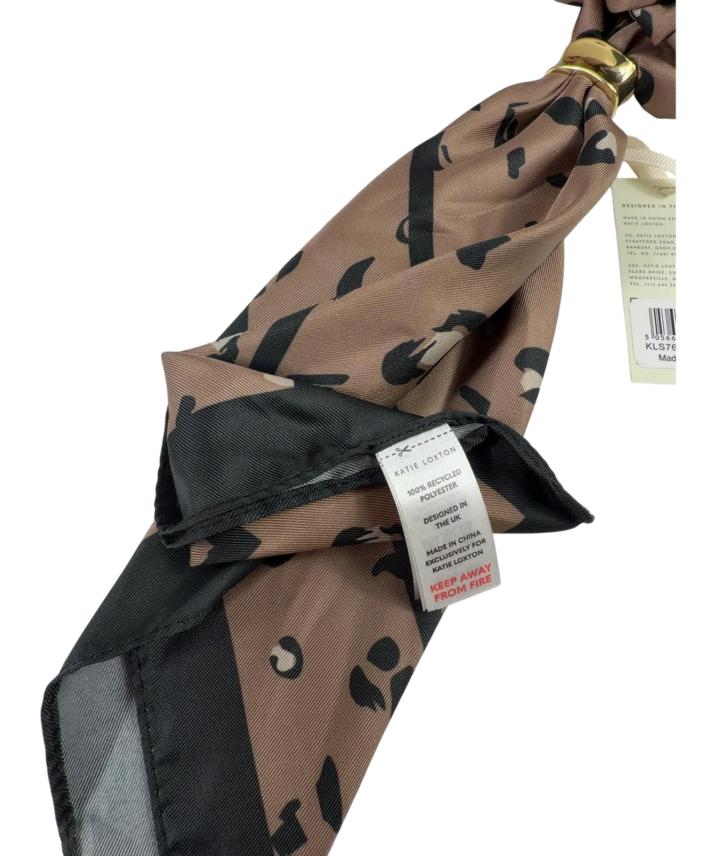 Katie Loxton Brown Leopard Satin Multiway Scarf — Extra shot