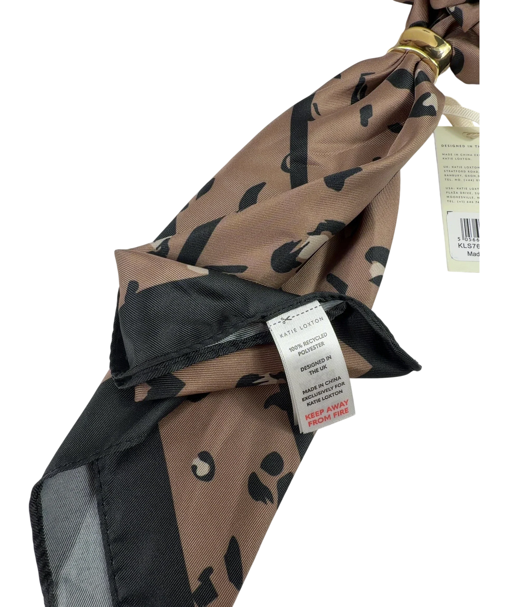 Katie Loxton Brown Leopard Satin Multiway Scarf — Extra shot