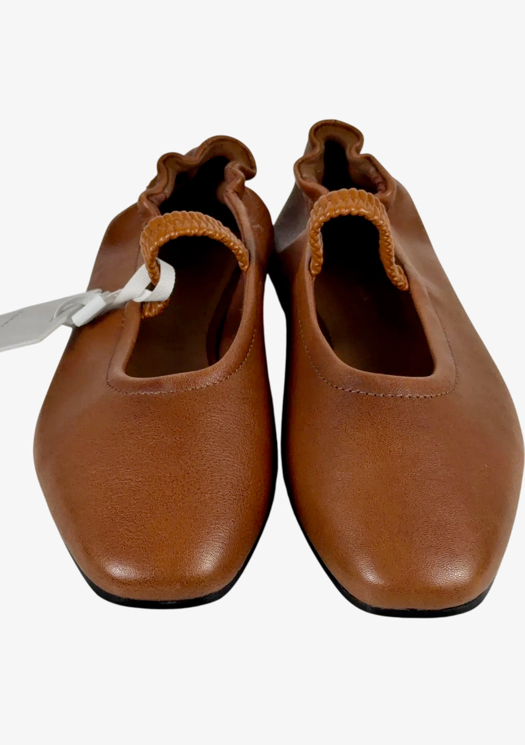 TOMMNY HILFIGER Tan Brown Leather Elasticated Strap Ballerinas UK 5 EU 38