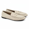 ZARA Cream RUCHED LEATHER LOAFERS, size UK 6 EU 39 👠 — front