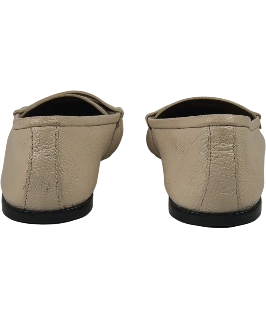ZARA Cream RUCHED LEATHER LOAFERS, size UK 6 EU 39 👠 — back