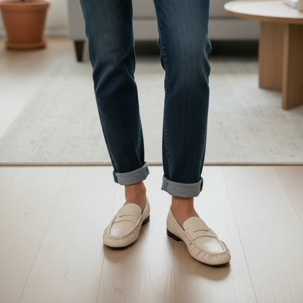 ZARA Cream Ruched Leather Loafers UK 6 EU 39