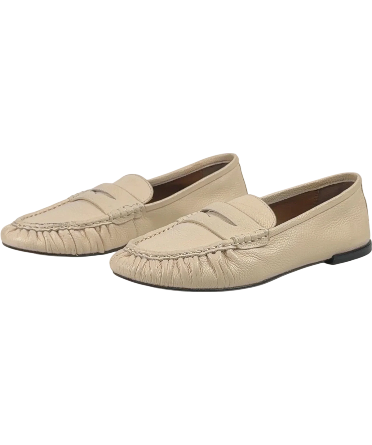 ZARA Cream Ruched Leather Loafers UK 6 EU 39 — Side (both)