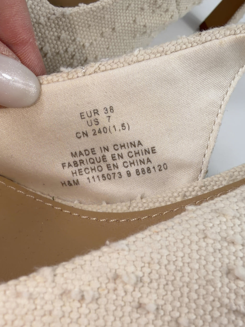 H&M Cream Textured slingbacks, size UK 5 EU 38 👠 — additional view