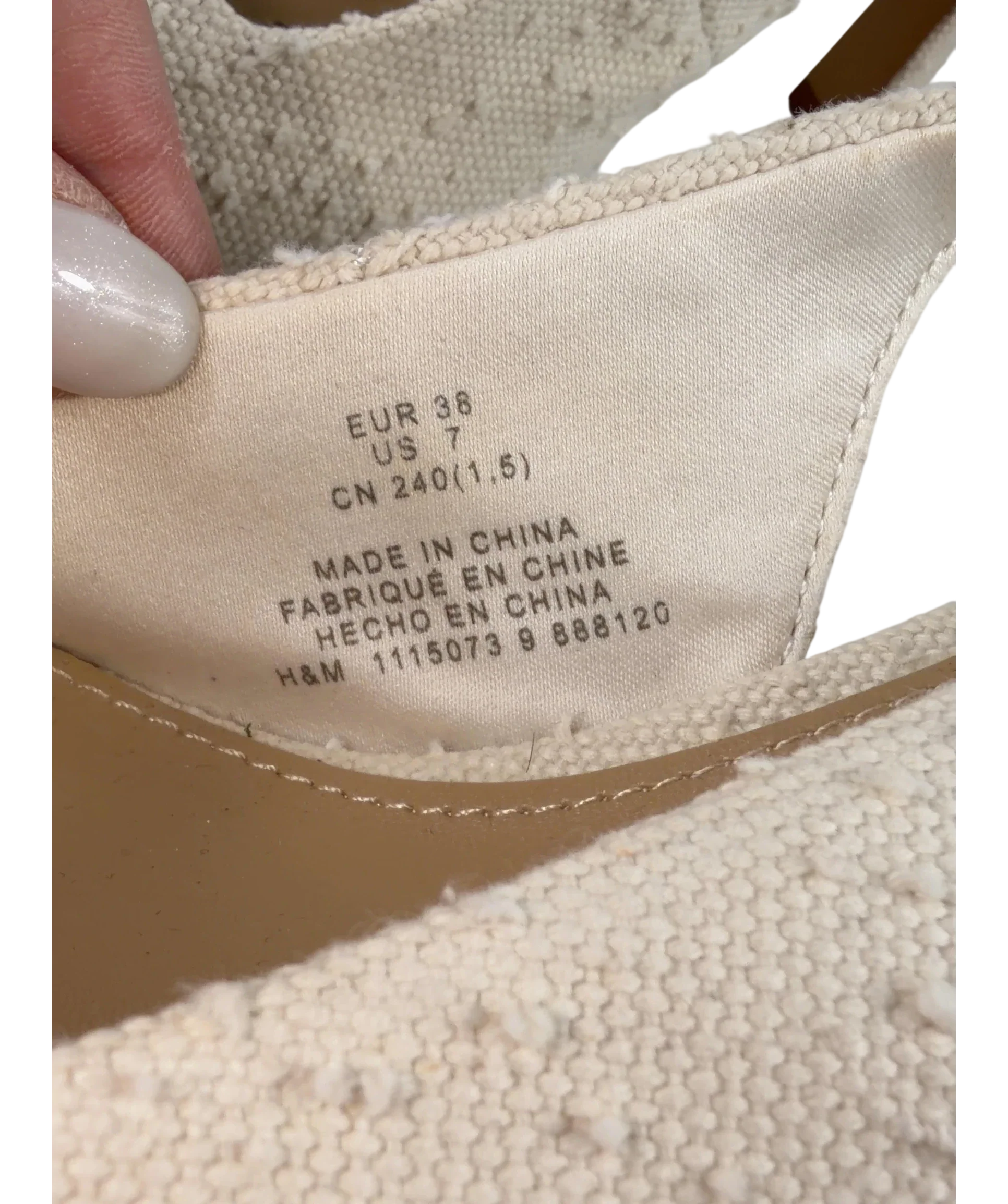 H&M Cream Textured Slingbacks UK 5 EU 38 — Extra shot
