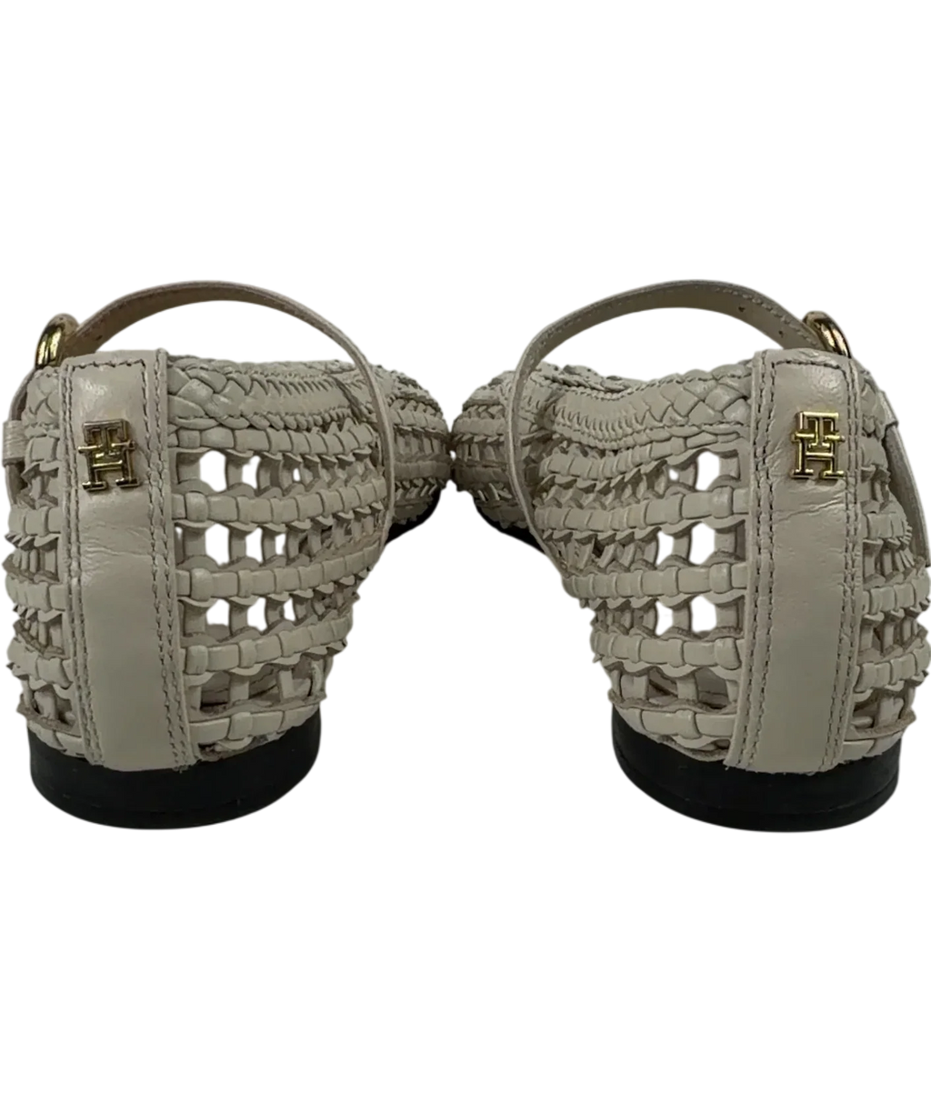 TOMMY HILFIGIER Cream Woven Mary Jane Ballerinas, size UK 5 EU 38 👠 — back