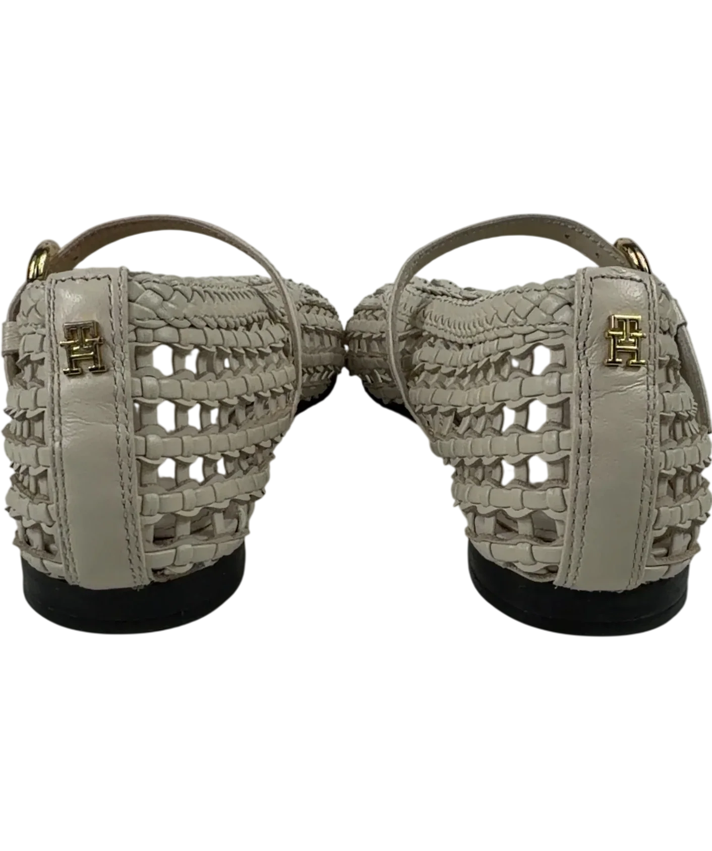 TOMMY HILFIGIER Cream Woven Mary Jane Ballerinas, size UK 5 EU 38 👠 — back