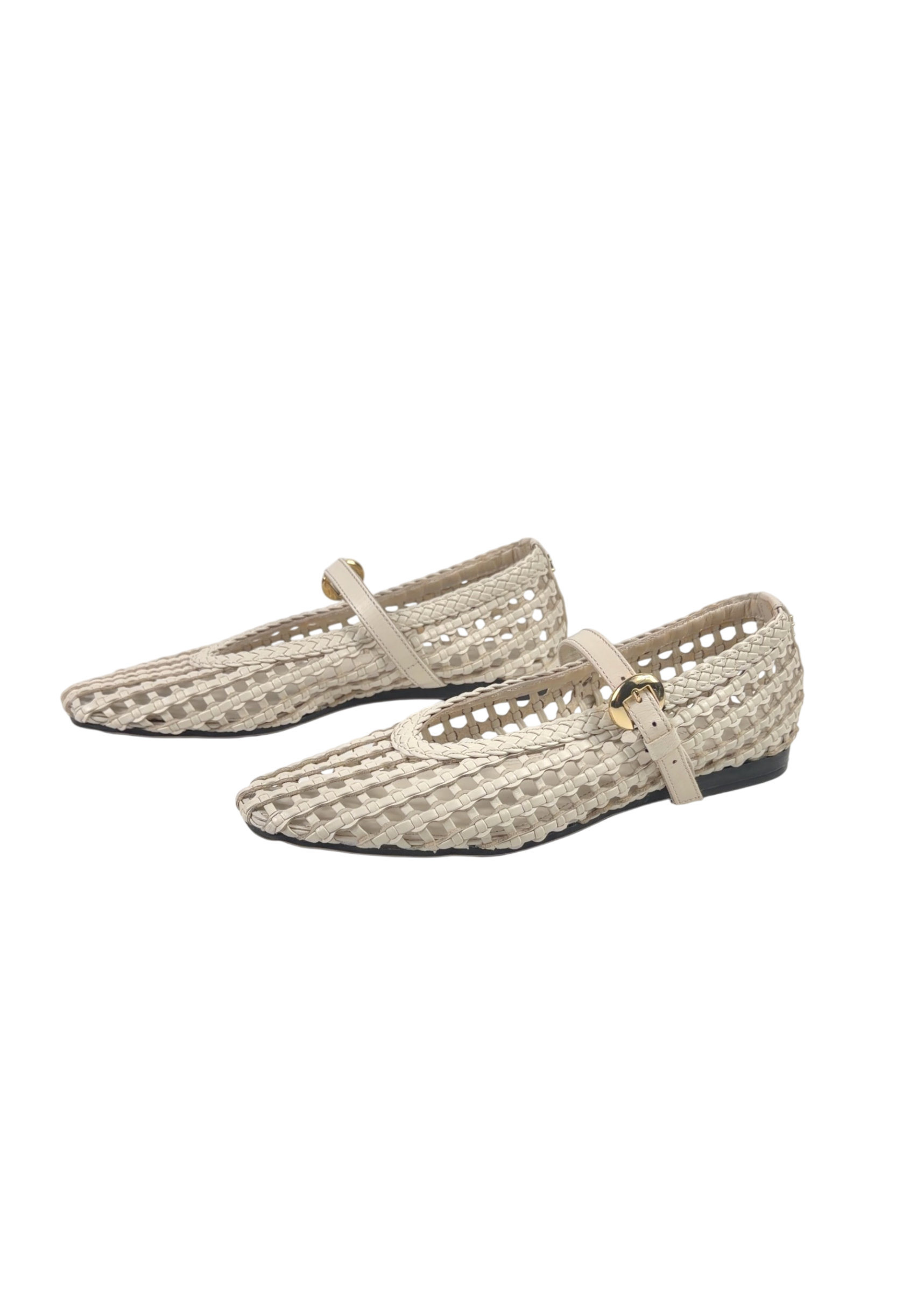TOMMY HILFIGIER Cream Woven Mary Jane Ballerinas UK 5 EU 38