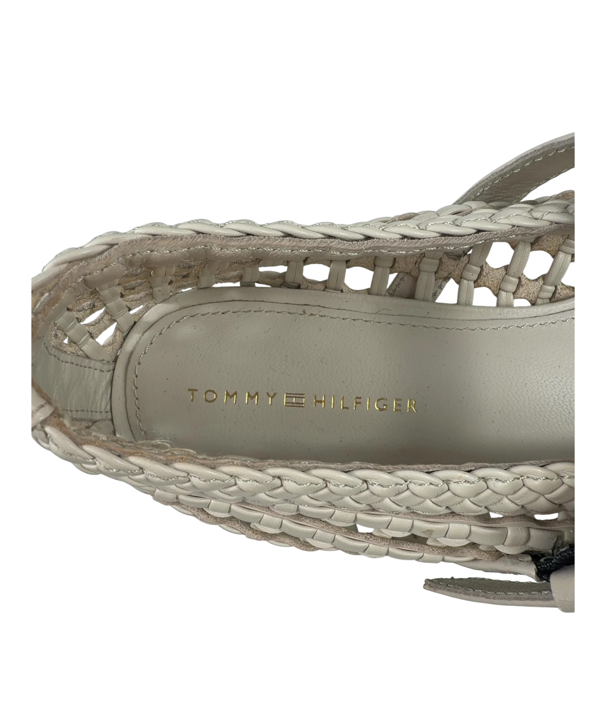 TOMMY HILFIGIER Cream Woven Mary Jane Ballerinas UK 5 EU 38